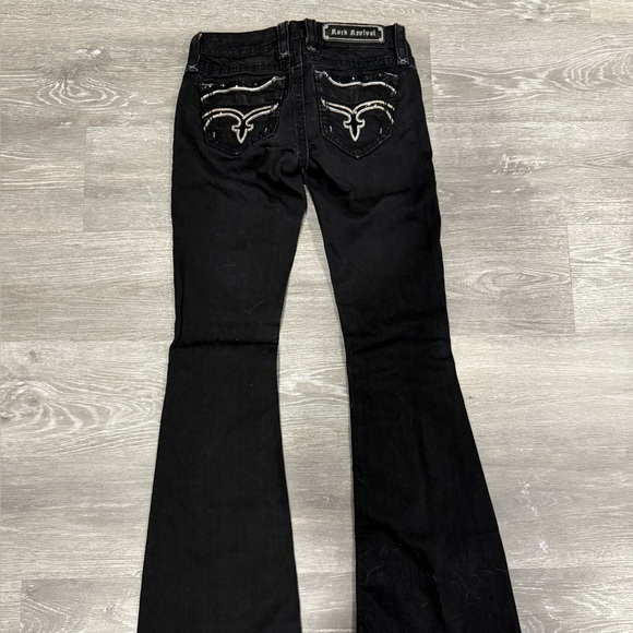 Rock Revival Women's Black Polly Flare Dark Low Rise Jeans, Size 26. - Picture 11 of 13